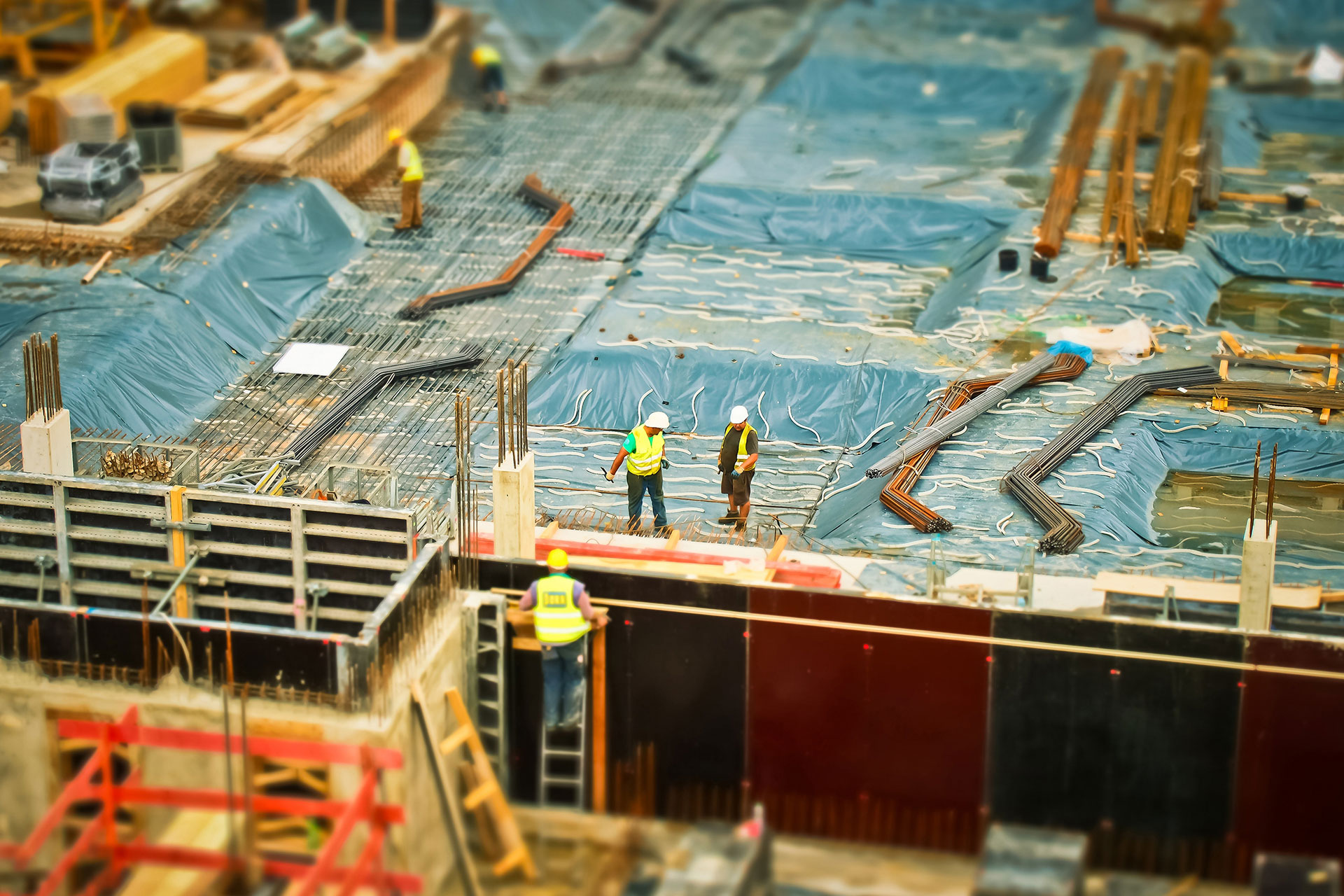 workers on the big construction site